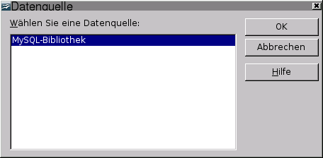 OpenOffice.org 2.x Datenbank-Assistent 3. Schritt: Datenquelle auswaehlen