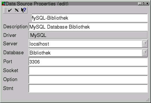 ODBC-Manager: Data Source Properties