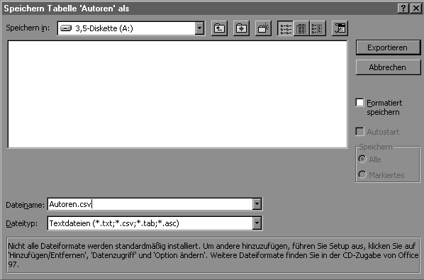 Ms-Access - Speichern Tabelle ... als